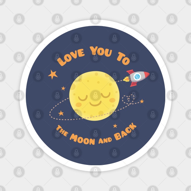 Cute Sleeping Moon, Love You To The Moon And Back Magnet by rustydoodle